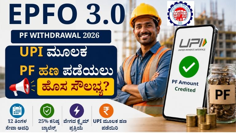 EPFO 3.0 new rules 2026 guide explaining UPI PF withdrawal and auto settlement limit in Kannada