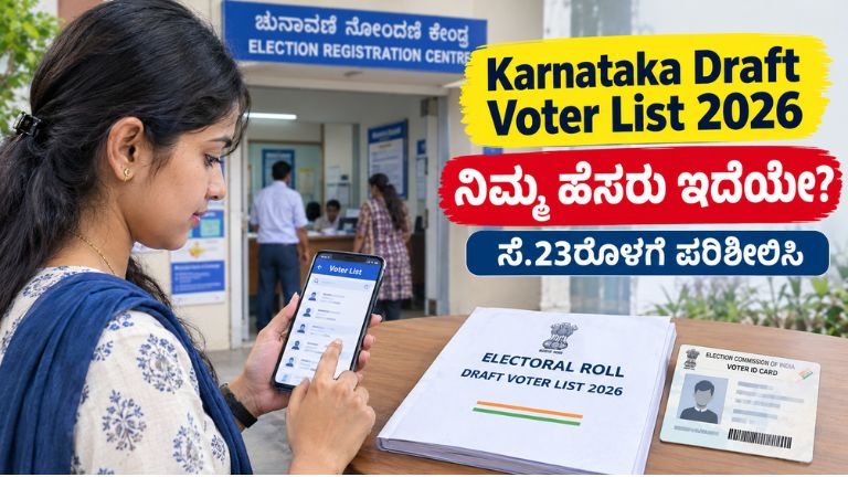 Karnataka Draft Voter List 2026: SIR ಪ್ರಕ್ರಿಯೆಯಲ್ಲಿ ಮತದಾರರು ತಮ್ಮ ಹೆಸರು ಮತ್ತು ವಿವರಗಳನ್ನು Draft Electoral Rollನಲ್ಲಿ ಪರಿಶೀಲಿಸುವ ದೃಶ್ಯ.