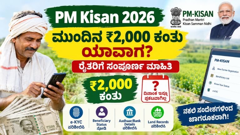 PM Kisan 2026 ಮುಂದಿನ ₹2,000 ಕಂತಿಗಾಗಿ e-KYC ಮತ್ತು beneficiary status ಪರಿಶೀಲಿಸುತ್ತಿರುವ ರೈತ